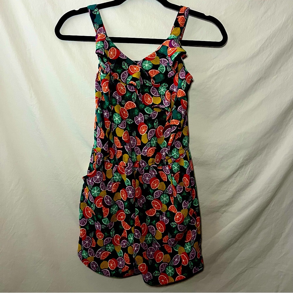 Girls Printed Ruffle Top Romper Size 10-12